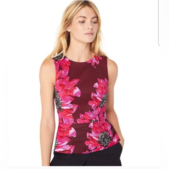Trina Turk Tops - NWT TRINA TURK Pink Foral Peplum Top